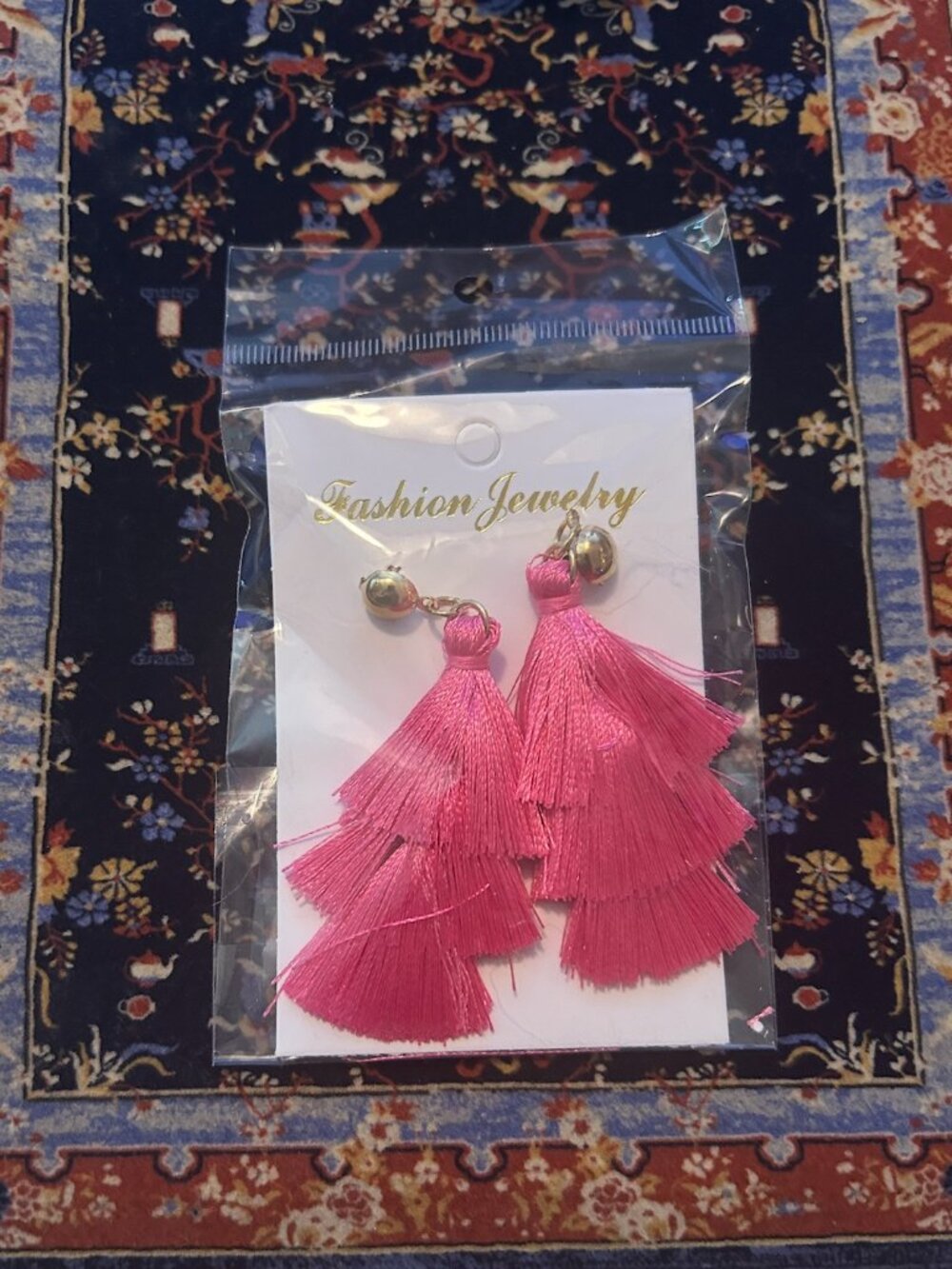 Pink tassel earrings